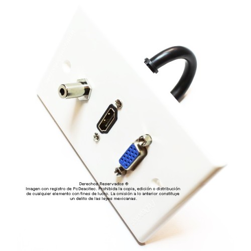 Placa Tapa VGA + HDMI 4k pigtail + audio Jack 3.5 mm ABS