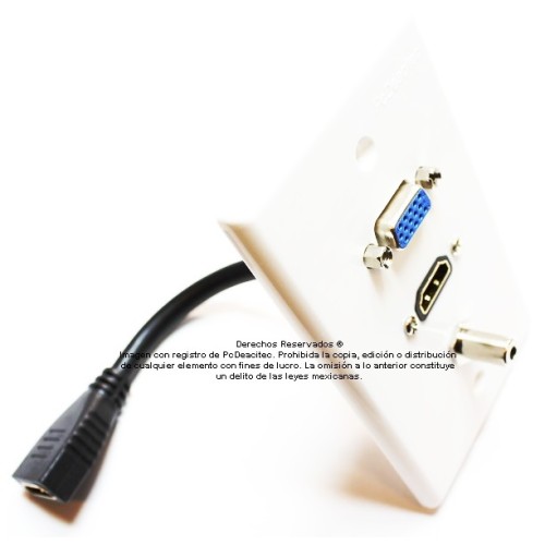 Placa Tapa VGA + HDMI 4k pigtail + audio Jack 3.5 mm ABS