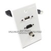 Placa Tapa USB 2.0 pigtail + HDMI 4k pigtail + Audio Jack 3.5 mm en ABS