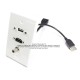 Placa Tapa USB 2.0 pigtail + HDMI 4k pigtail + Audio Jack 3.5 mm en ABS