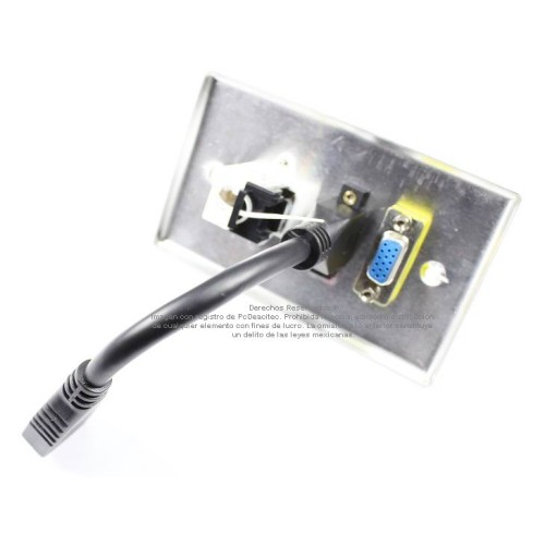 Placa Tapa VGA + HDMI 4k pigtail + Jack RJ45 Cat5e ponchable en Aluminio