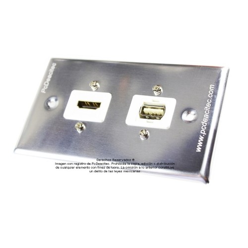 Placa Tapa metálica HDMI 4k + USB 2.0 en Aluminio