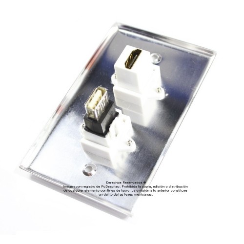 Placa Tapa metálica HDMI 4k + USB 2.0 en Aluminio