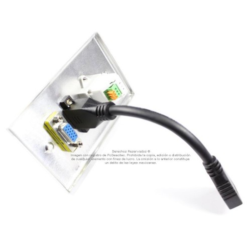 Placa Tapa VGA + HDMI 4k pigtail + Audio Jack 3.5 mm con opresores en Aluminio