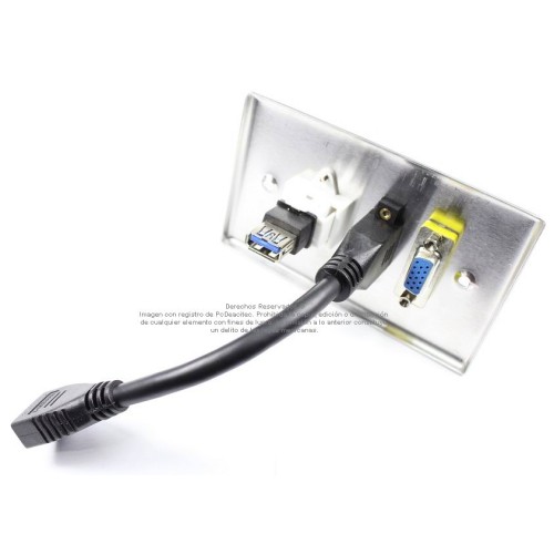 Placa Tapa VGA + HDMI 4k pigtail + USB 3.0 en Aluminio