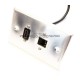 Placa Tapa HDMI 4K pigtail + Jack RJ45 Cat5e en Aluminio