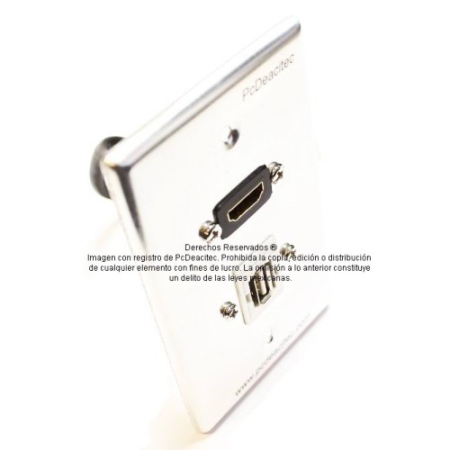 Placa Tapa HDMI 4k pigtail + USB 2.0 tipo A cople en Aluminio