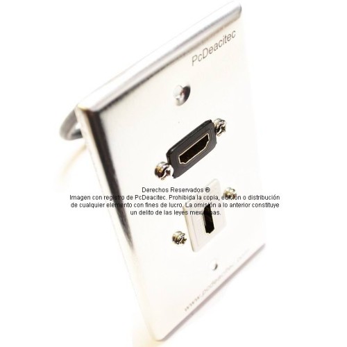 Placa Tapa HDMI 4k pigtail + HDMI 4k en Aluminio