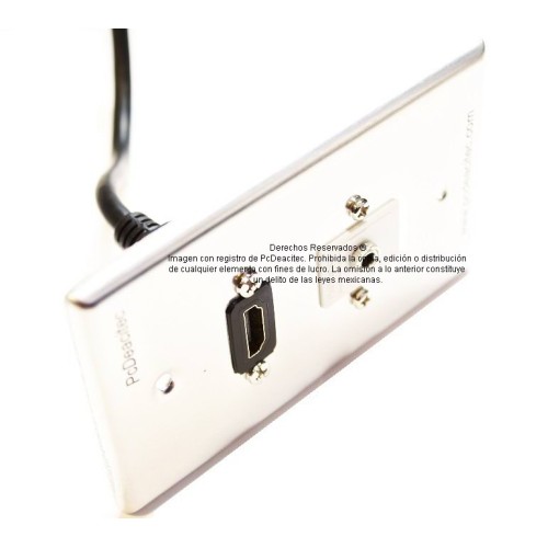 Placa Tapa HDMI 4k pigtail + Audio Jack 3.5 mm con opresores en Aluminio