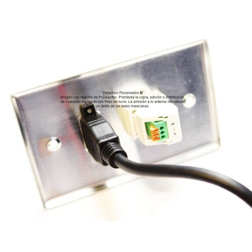 Placa Tapa HDMI 4k pigtail + Audio Jack 3.5 mm con opresores en Aluminio