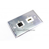 Placa Tapa HDMI 4k + Jack RJ45 Cat5e ponchable Aluminio