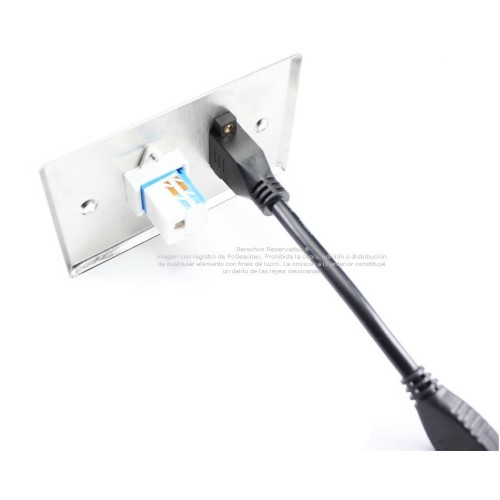 Placa Tapa HDMI 4k pigtail + Jack RJ45 Cat6 ponchable en Acero Inoxidable Placa Tapa HDMI 4k pigtail + Jack RJ45 Cat6 ponchable en Acero Inoxidable