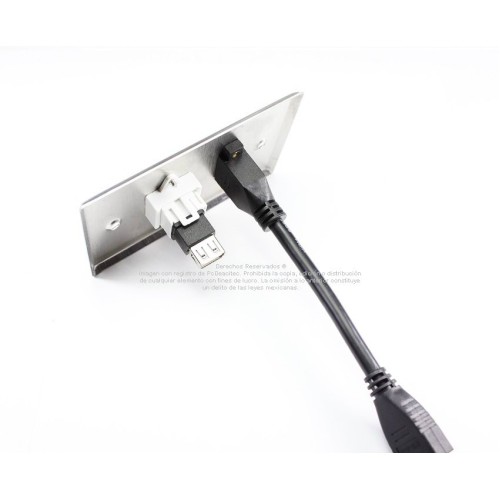 Placa Tapa HDMI 4k pigtail + USB 2.0 en Acero Inoxidable Placa Tapa HDMI 4k pigtail + USB 2.0 en Acero Inoxidable