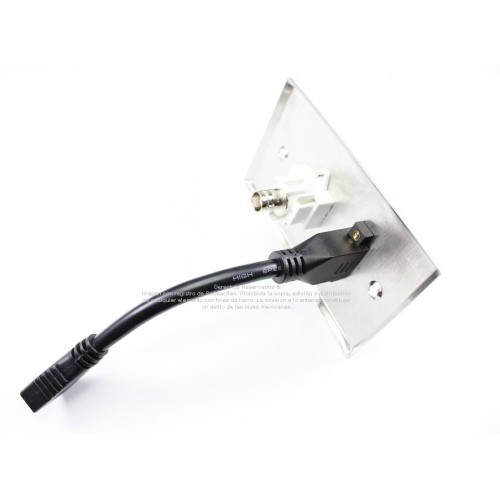 Placa Tapa HDMI 4k pigtail + BNC en Acero Inoxidable Placa Tapa HDMI 4k pigtail + BNC en Acero Inoxidable