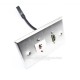 Placa Tapa HDMI 4k pigtail + Terminal bocinas con opresores en Acero Inoxidable