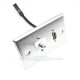 Placa Tapa HDMI 4k pigtail + Coaxial tipo F para antena en Acero Inoxidable