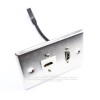 Placa Tapa HDMI 4k pigtail + HDMI Keystone en L 90° en Acero Inoxidable