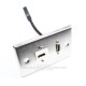 Placa Tapa HDMI 4k pigtail + HDMI Keystone en L 90° en Acero Inoxidable