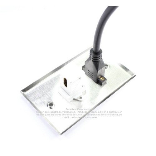 Placa Tapa HDMI 4k pigtail + HDMI Keystone en L 90° en Acero Inoxidable Placa Tapa HDMI 4k pigtail + HDMI Keystone en L 90° en Acero Inoxidable