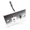 Placa Tapa HDMI 4k pigtail + Audio Jack 3.5 mm en L a 90° en Acero Inoxidable