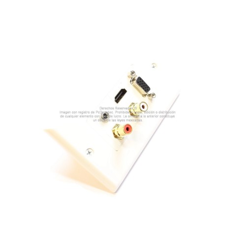 Placa Tapa Decora VGA + HDMI 4k + Audio Jack 3.5 mm con opresores + RCA RL en ABS