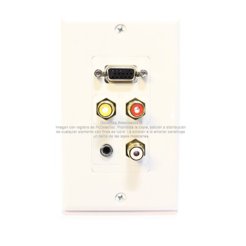 Placa Tapa Decora VGA + Audio Jack 3.5 mm con opresores + RCA AV en ABS
