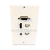 Placa Tapa Decora VGA + HDMI 4k + Audio Jack 3.5 mm con opresores + 2 Cat5e cople en ABS