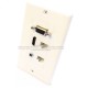 Placa Tapa Decora VGA + HDMI 4k + Audio Jack 3.5 mm con opresores + 2 Cat5e cople en ABS