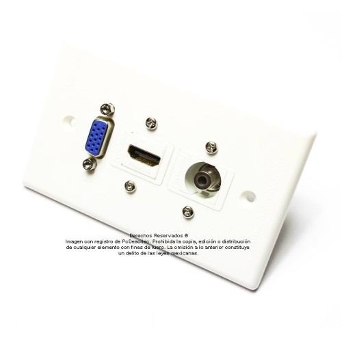 Placa Tapa VGA + HDMI 4k + Audio Jack 3.5 mm en ABS