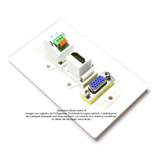 Placa Tapa VGA + HDMI 4k + Jack de audio 3.5 mm con opresores en ABS