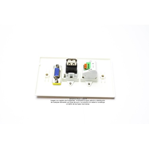 Placa Tapa VGA + USB 2.0 + Audio Jack 3.5 mm con opresores en ABS