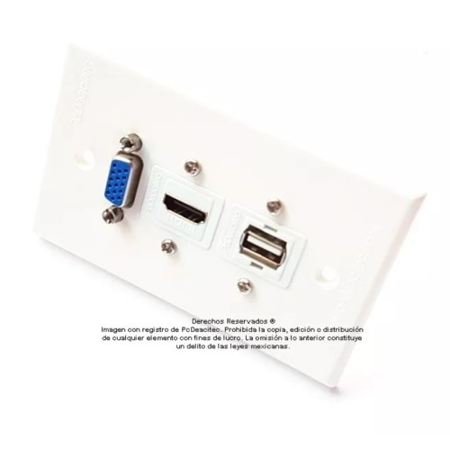 Placa Tapa VGA + HDMI 4k + USB 2.0 en ABS