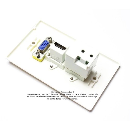 Placa Tapa VGA + HDMI 4k + USB para Carga 1A 5v en ABS