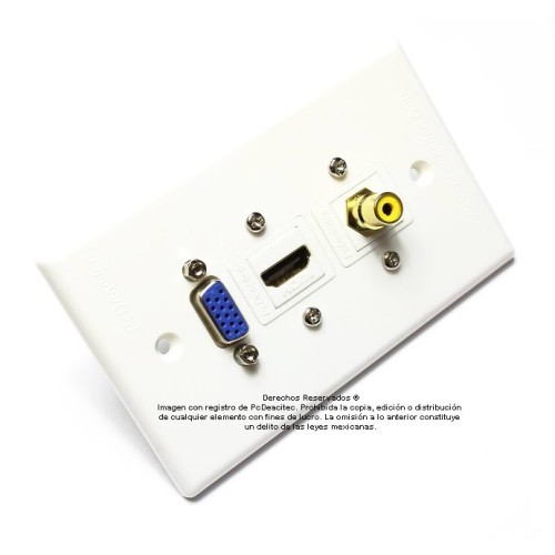 Placa Tapa VGA + HDMI 4k + RCA en ABS