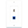 Placa Tapa Decora HDMI 4k keystone + Jack RJ45 Cat6 en ABS
