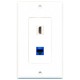 Placa Tapa Decora HDMI 4k keystone + Jack RJ45 Cat6 en ABS