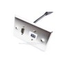 Placa Tapa HDMI 4k pigtail + USB 3.0 en Acero Inoxidable
