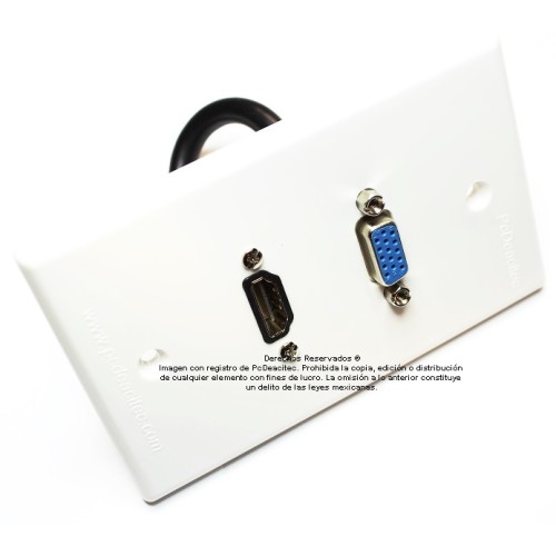 Placa Tapa VGA + HDMI 4k pigtail en ABS