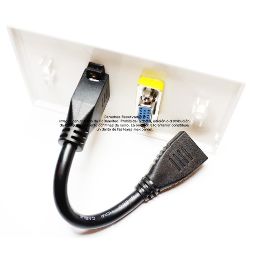 Placa Tapa VGA + HDMI 4k pigtail en ABS