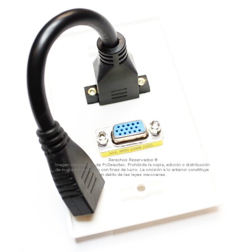 Placa Tapa VGA + HDMI 4k pigtail en ABS