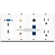 Placa Tapa Decora VGA + HDMI 4 k + 3 RCA + 2 Jack RJ45 Cat6 + Jack audio 3.5 mm +Contacto Eléctrico Dual en ABS