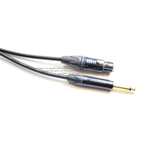 Cable Canare TS 1/4 (6.3 mm) macho a XLR Hembra Neutrik en oro grado estudio de 10 m
