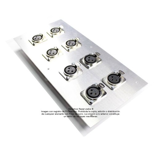 Placa Tapa Tablero 8 puertos XLR Canon soldables en Al