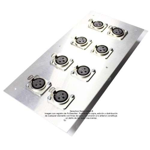 Placa Tapa Tablero 8 puertos XLR Canon soldables en Al