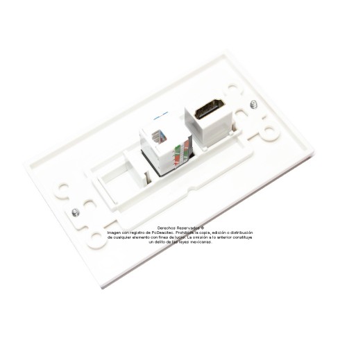 Placa Tapa Decora HDMI 4k + Cat5e + Tapón en ABS