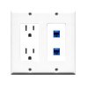 Placa Tapa Contacto Eléctrico Dual + 2 Jack RJ45 Cat6 Cople ABS