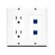 Placa Tapa Contacto Eléctrico Dual + 2 Jack RJ45 Cat6 Cople ABS