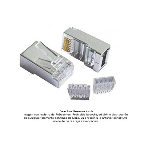 Plug Modular RJ45 Cat6 Blindado STP con incerto, cable sólido BOTE de 100 piezas Plug Modular RJ45 Cat6 Blindado STP con incerto, cable sólido BOTE de 100 piezas