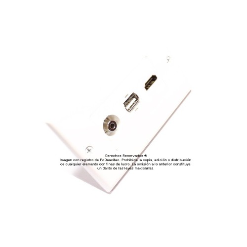 Placa Tapa Decora HDMI 4k + USB 2.0 + Jack 3.5 mm en ABS