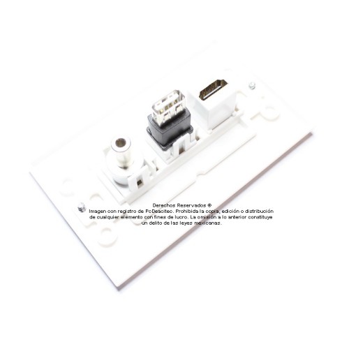Placa Tapa Decora HDMI 4k + USB 2.0 + Jack 3.5 mm en ABS Placa Tapa Decora HDMI 4k + USB 2.0 + Jack 3.5 mm en ABS
